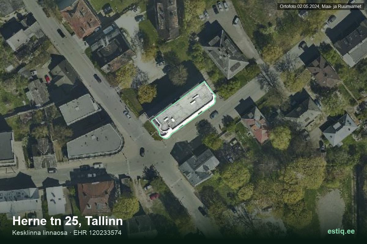 Herne tänav 25, Tallinn – aerial photo of the building, outline from the Building Register (EHR)