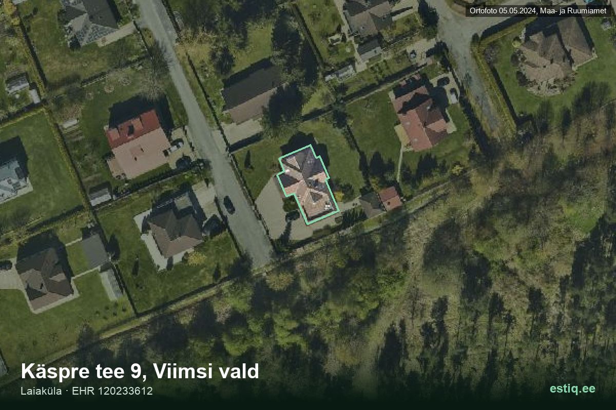 Käspre tee 9, Viimsi – hoone aerofoto, kontuur ehitisregistri (EHR) andmetest