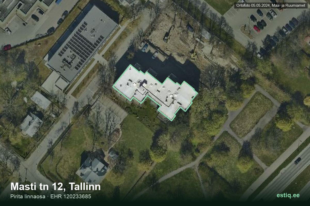 Masti tänav 12, Tallinn – hoone aerofoto, kontuur ehitisregistri (EHR) andmetest
