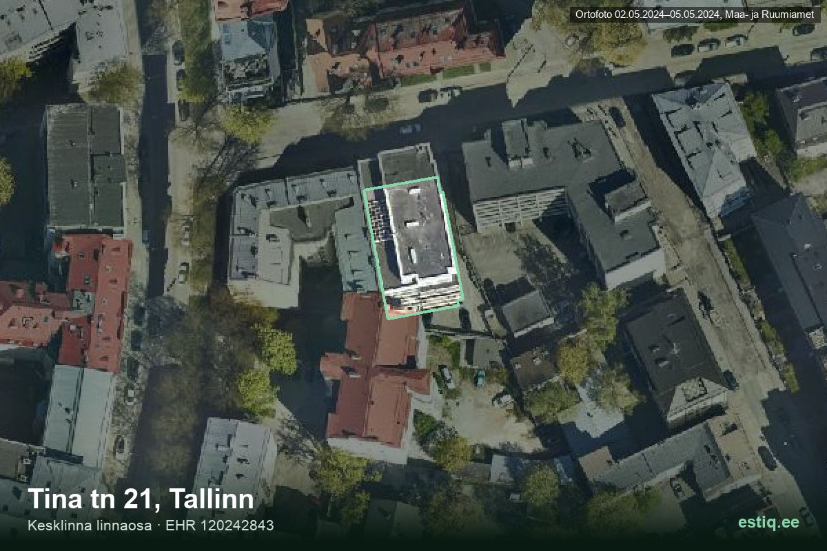 Tina tänav 21, Tallinn – hoone aerofoto, kontuur ehitisregistri (EHR) andmetest