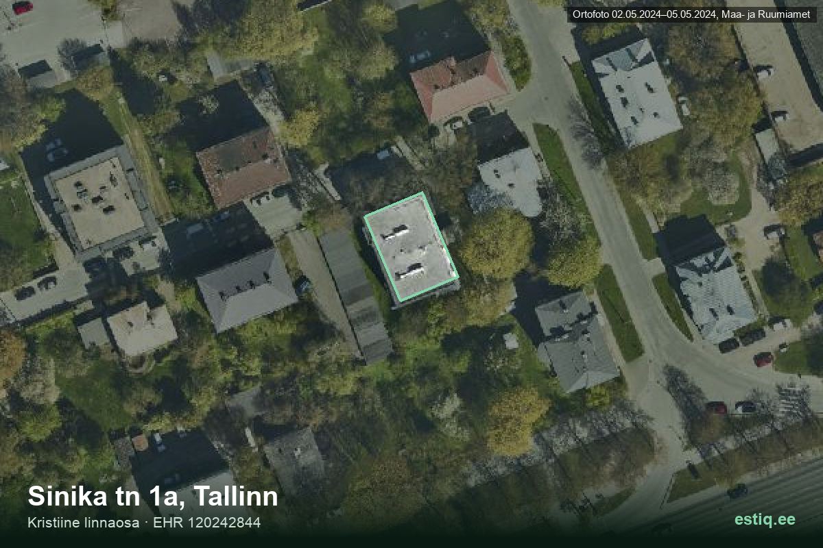 Sinika tänav 1a, Tallinn – aerial photo of the building, outline from the Building Register (EHR)