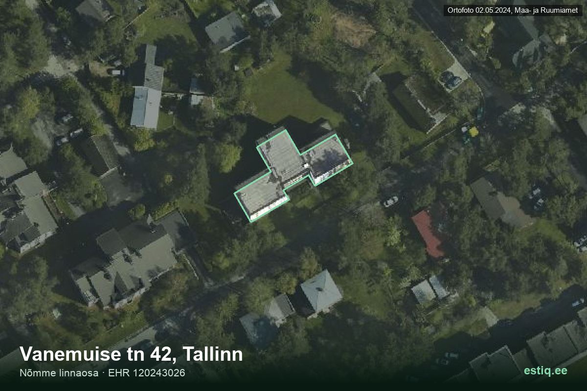 Vanemuise tänav 42, Tallinn – aerial photo of the building, outline from the Building Register (EHR)