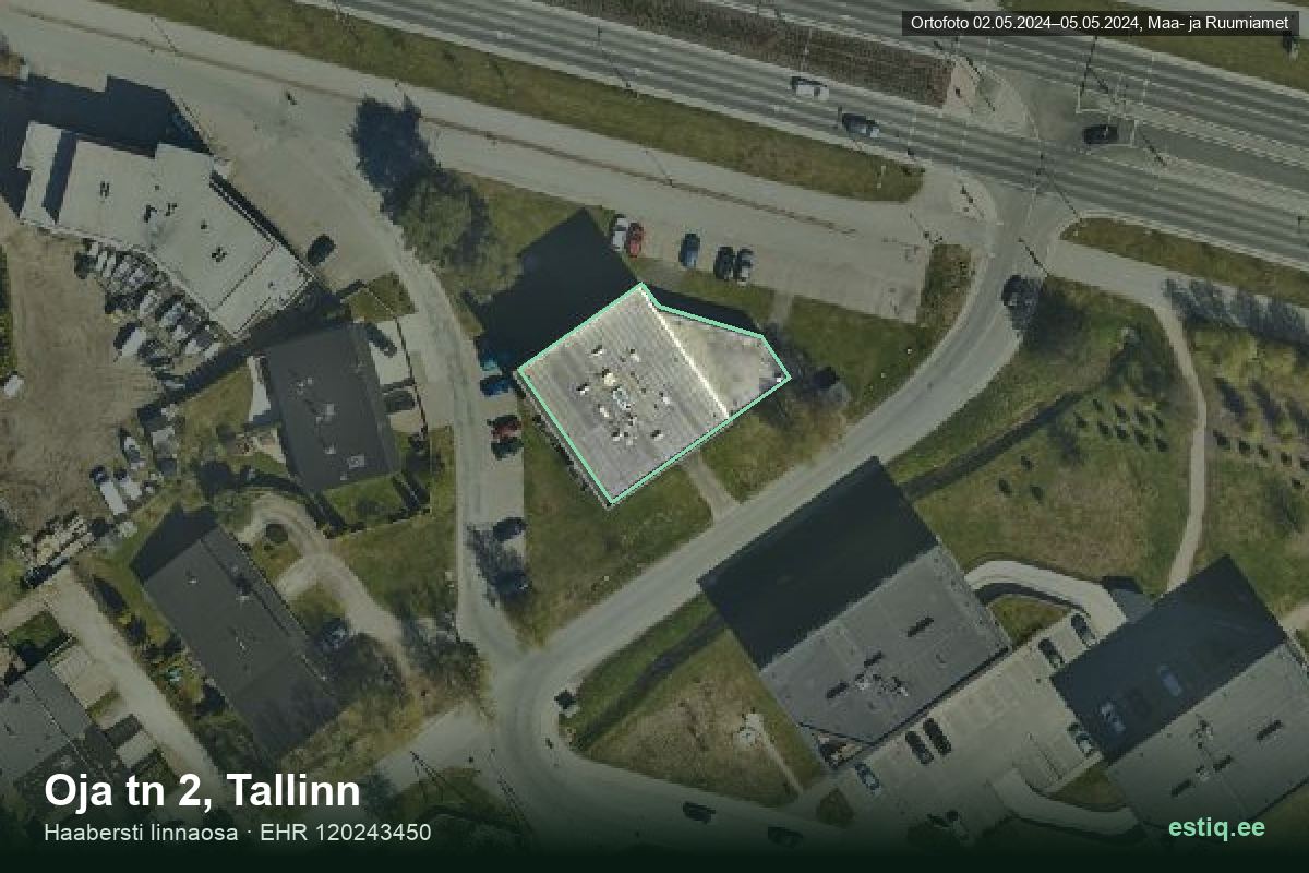 Oja tänav 2, Tallinn – ilmakuva rakennuksesta, ääriviiva rakennusrekisteristä (EHR)
