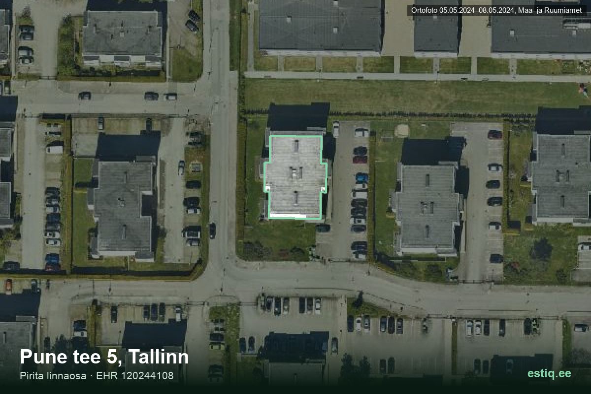 Pune tee 5, Tallinn – hoone aerofoto, kontuur ehitisregistri (EHR) andmetest