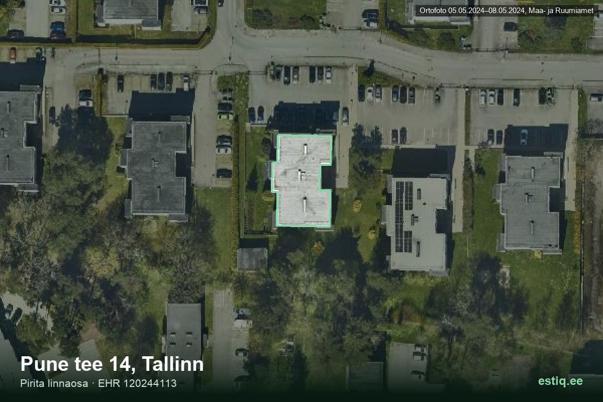 Pune tee 14, Tallinn – ilmakuva rakennuksesta, ääriviiva rakennusrekisteristä (EHR)