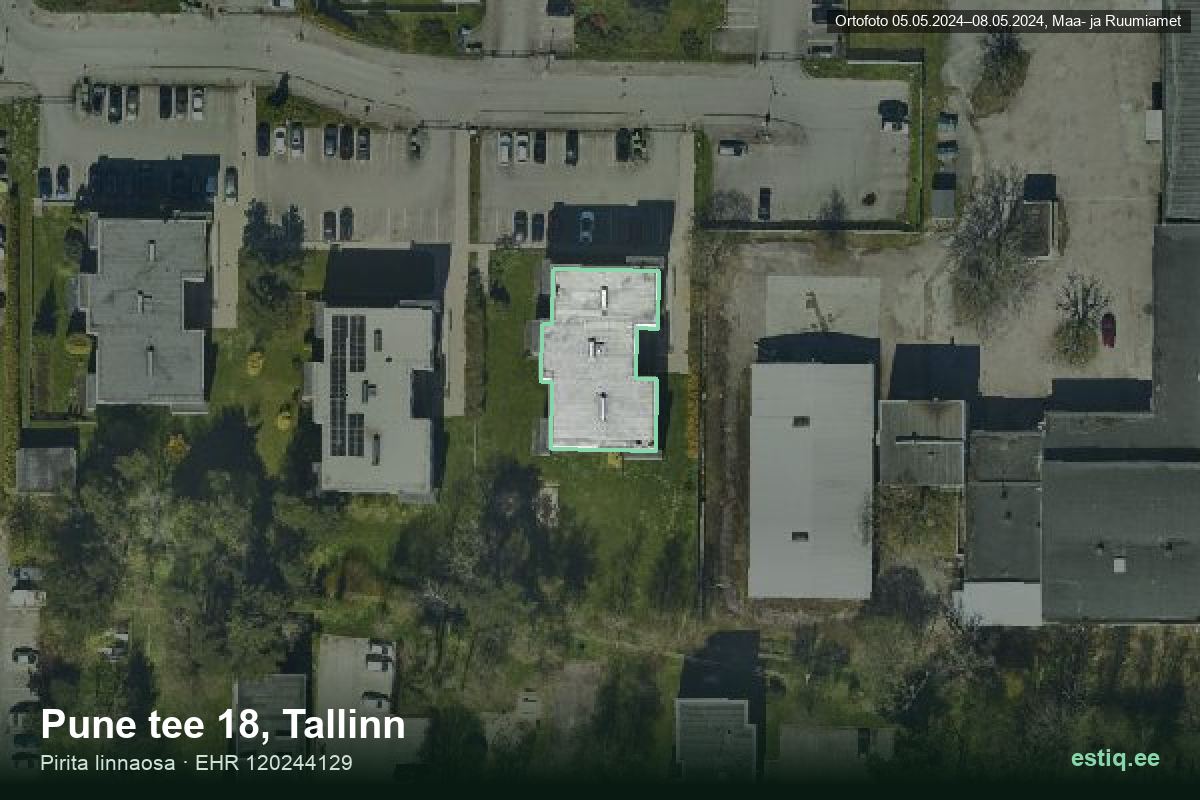 Pune tee 18, Tallinn – hoone aerofoto, kontuur ehitisregistri (EHR) andmetest
