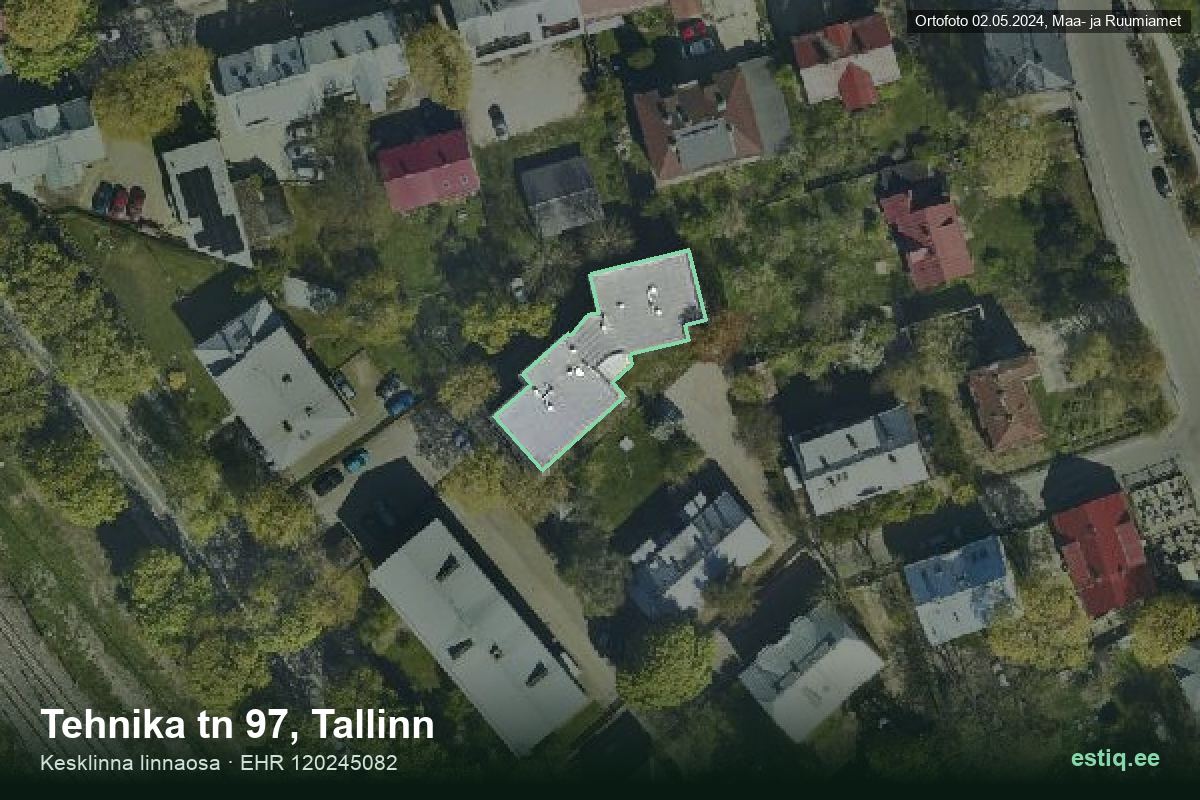 Tehnika tänav 97, Tallinn – hoone aerofoto, kontuur ehitisregistri (EHR) andmetest
