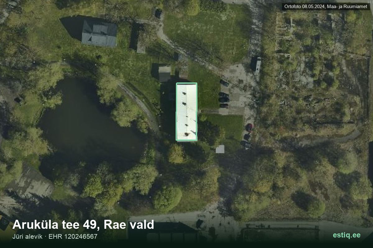 Aruküla tee 49, Rae – hoone aerofoto, kontuur ehitisregistri (EHR) andmetest