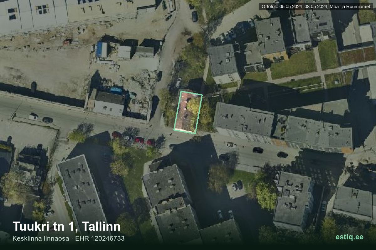 Tuukri tänav 1, Tallinn – aerial photo of the building, outline from the Building Register (EHR)