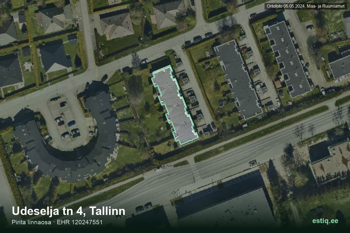 Udeselja tänav 4, Tallinn – аэрофото дома, контур по данным регистра строений (EHR)
