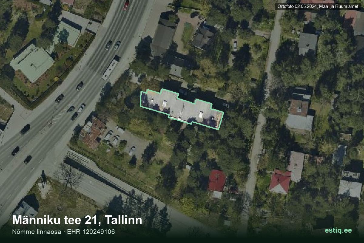 Männiku tee 21, Tallinn – hoone aerofoto, kontuur ehitisregistri (EHR) andmetest
