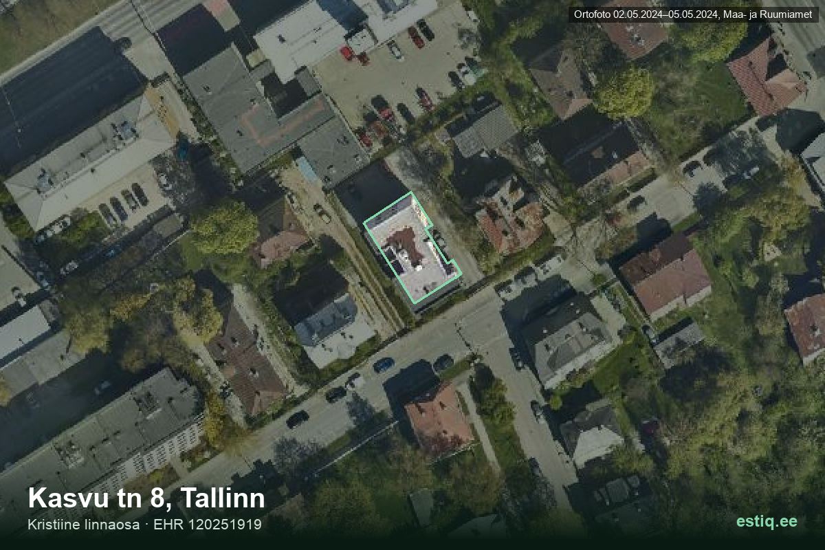 Kasvu tänav 8, Tallinn – aerial photo of the building, outline from the Building Register (EHR)
