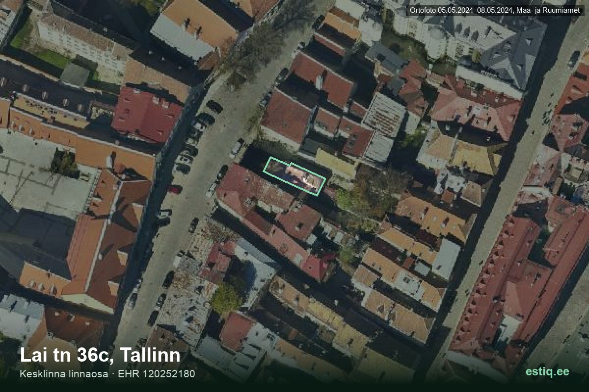 Lai tänav 36c, Tallinn – aerial photo of the building, outline from the Building Register (EHR)