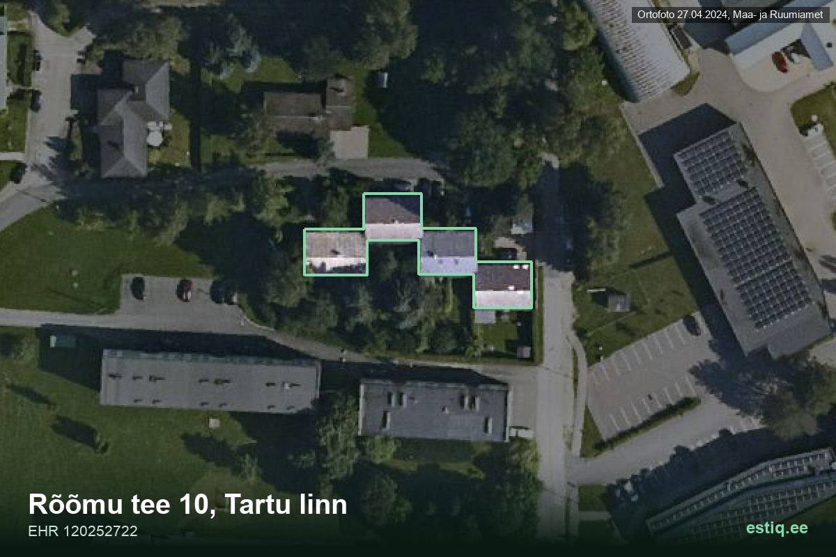 Rõõmu tee 10, Tartu – aerial photo of the building, outline from the Building Register (EHR)