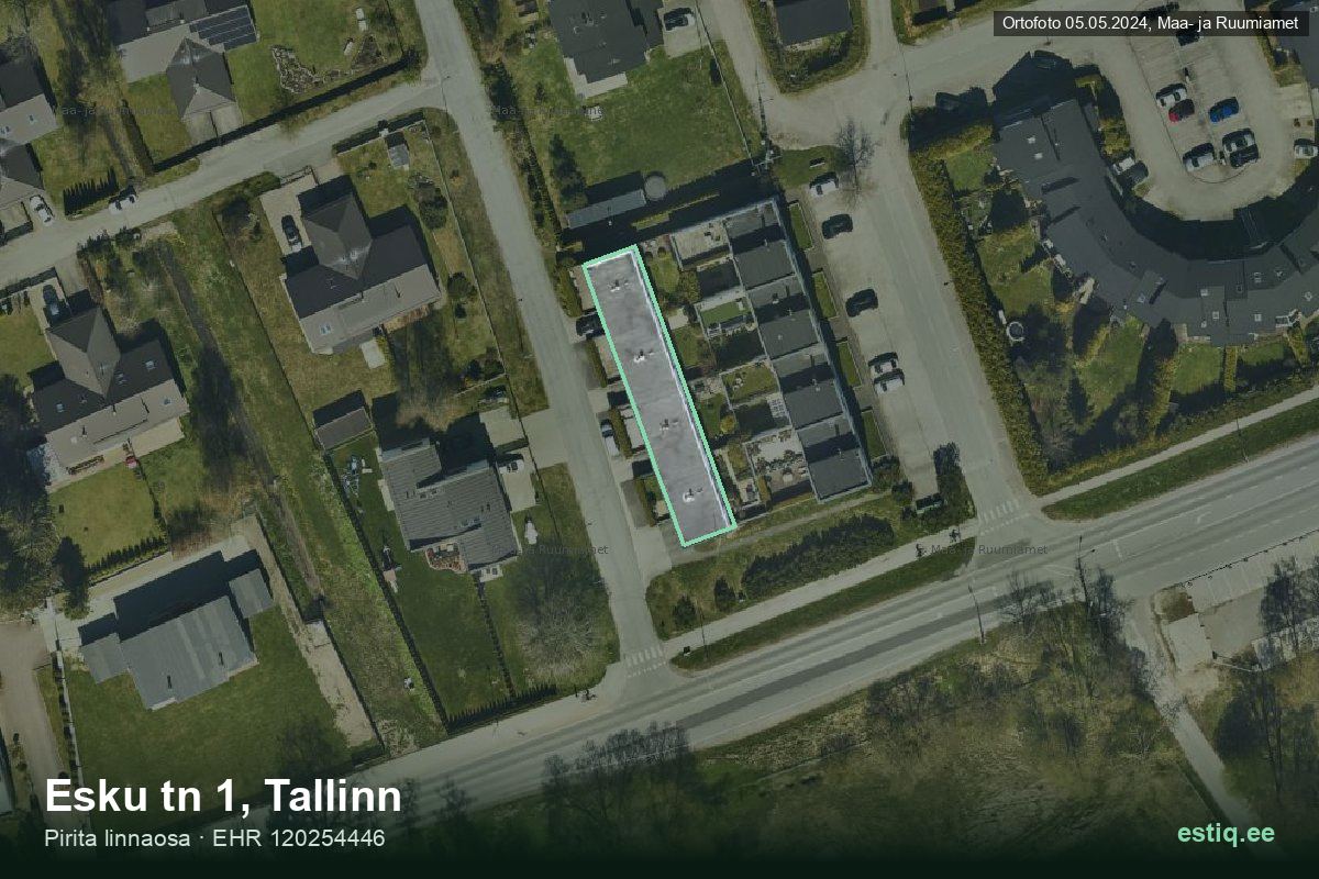 Esku tänav 1, Tallinn – hoone aerofoto, kontuur ehitisregistri (EHR) andmetest