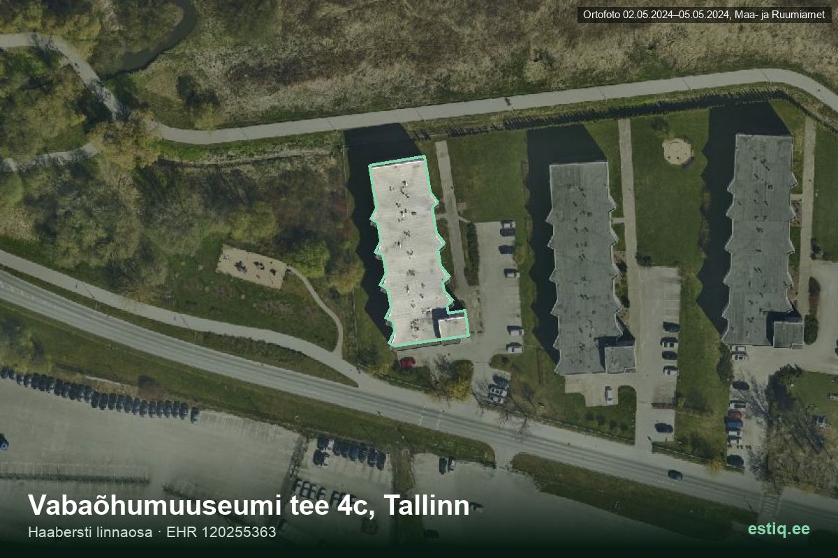 Vabaõhumuuseumi tee 4c, Tallinn – hoone aerofoto, kontuur ehitisregistri (EHR) andmetest