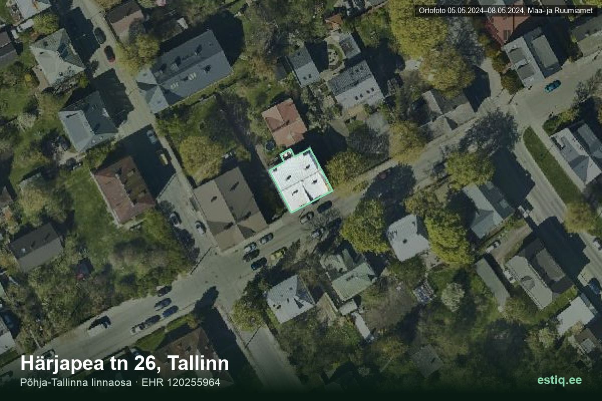 Härjapea tänav 26, Tallinn – ilmakuva rakennuksesta, ääriviiva rakennusrekisteristä (EHR)