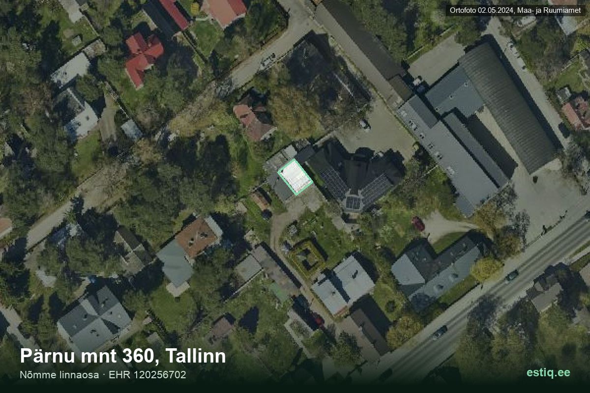 Pärnu mnt 360, Tallinn – hoone aerofoto, kontuur ehitisregistri (EHR) andmetest