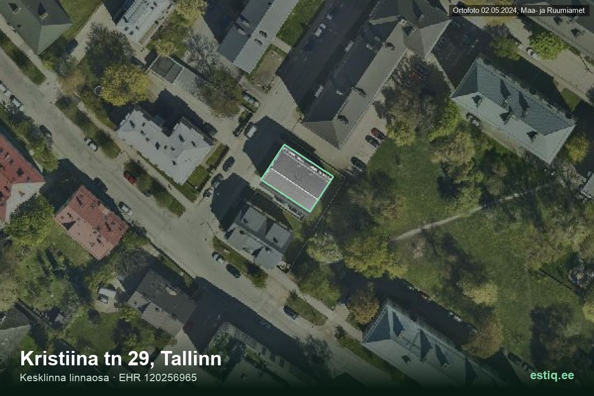 Kristiina tänav 29, Tallinn – aerial photo of the building, outline from the Building Register (EHR)