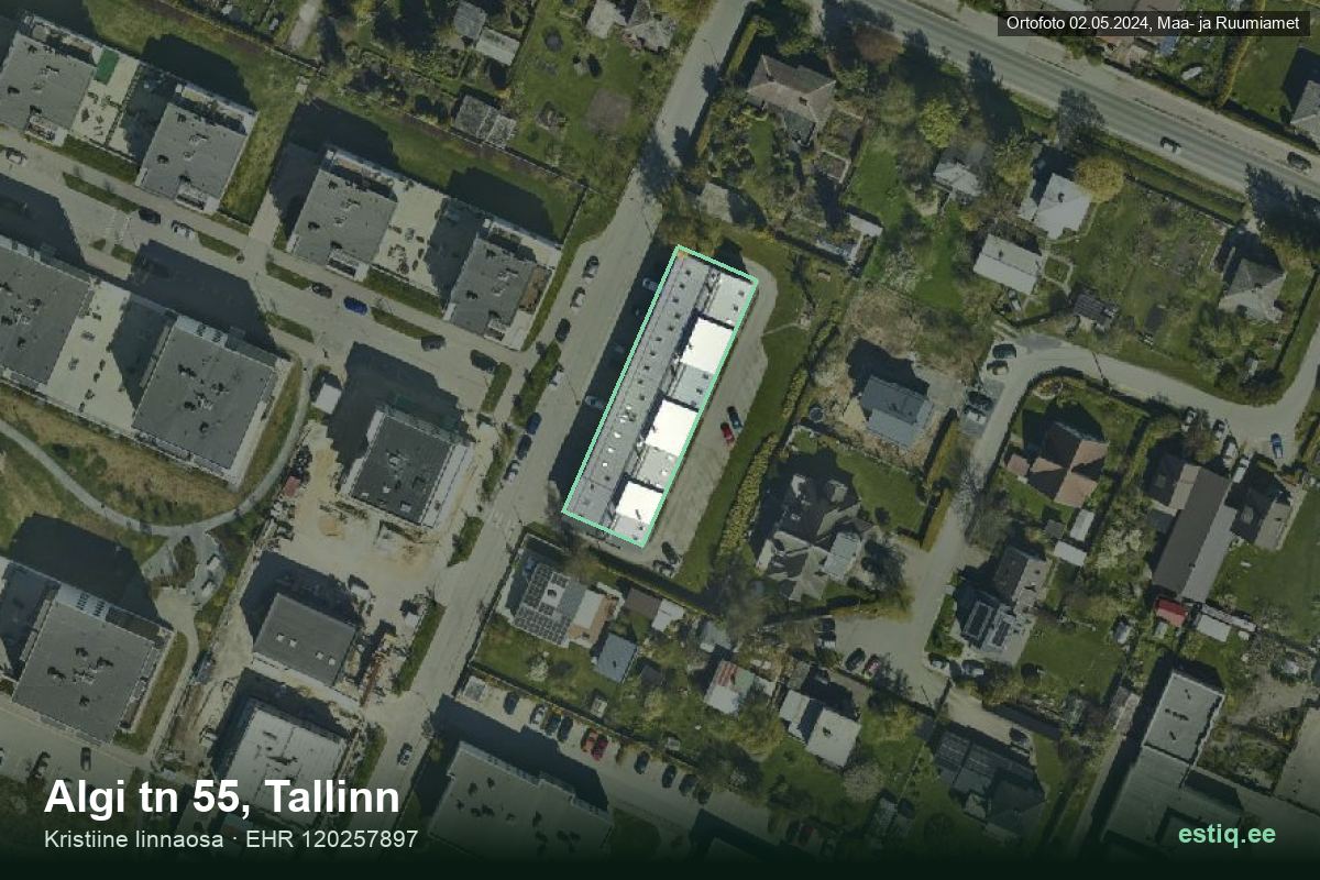 Algi tänav 55, Tallinn – aerial photo of the building, outline from the Building Register (EHR)