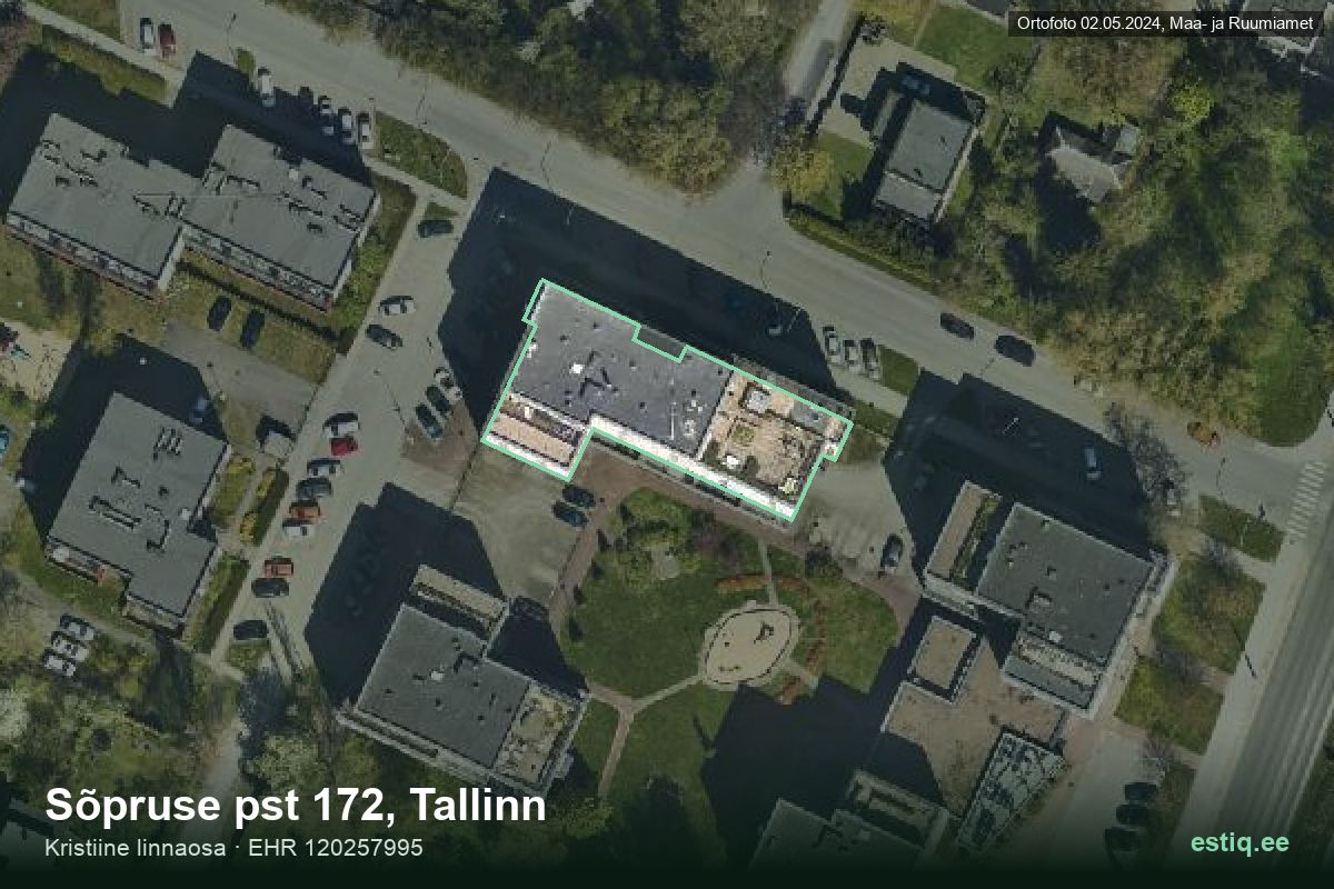 Sõpruse pst 172, Tallinn – hoone aerofoto, kontuur ehitisregistri (EHR) andmetest