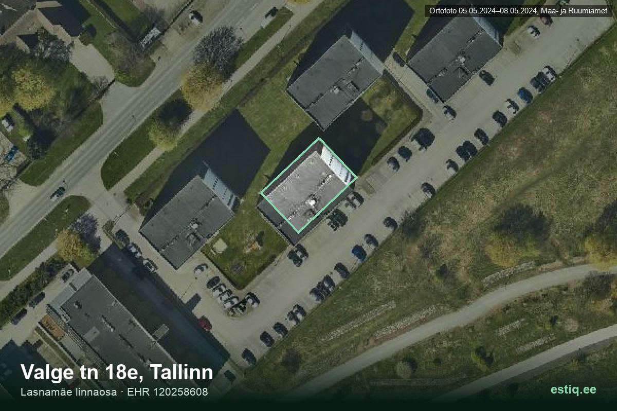 Valge tänav 18e, Tallinn – aerial photo of the building, outline from the Building Register (EHR)