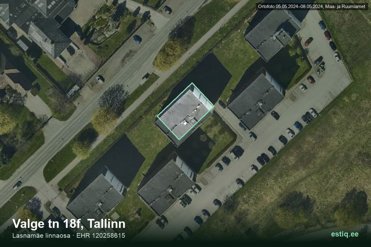 Valge tänav 18f, Tallinn – aerial photo of the building, outline from the Building Register (EHR)