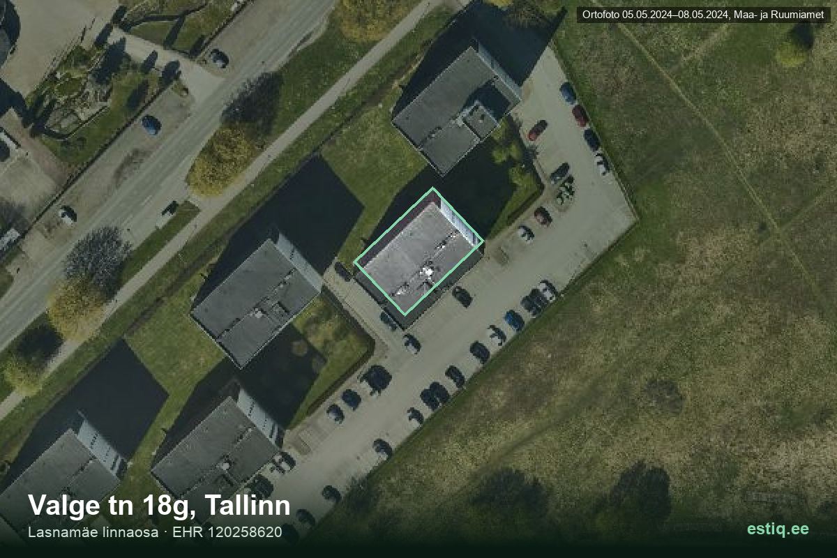 Valge tänav 18g, Tallinn – hoone aerofoto, kontuur ehitisregistri (EHR) andmetest
