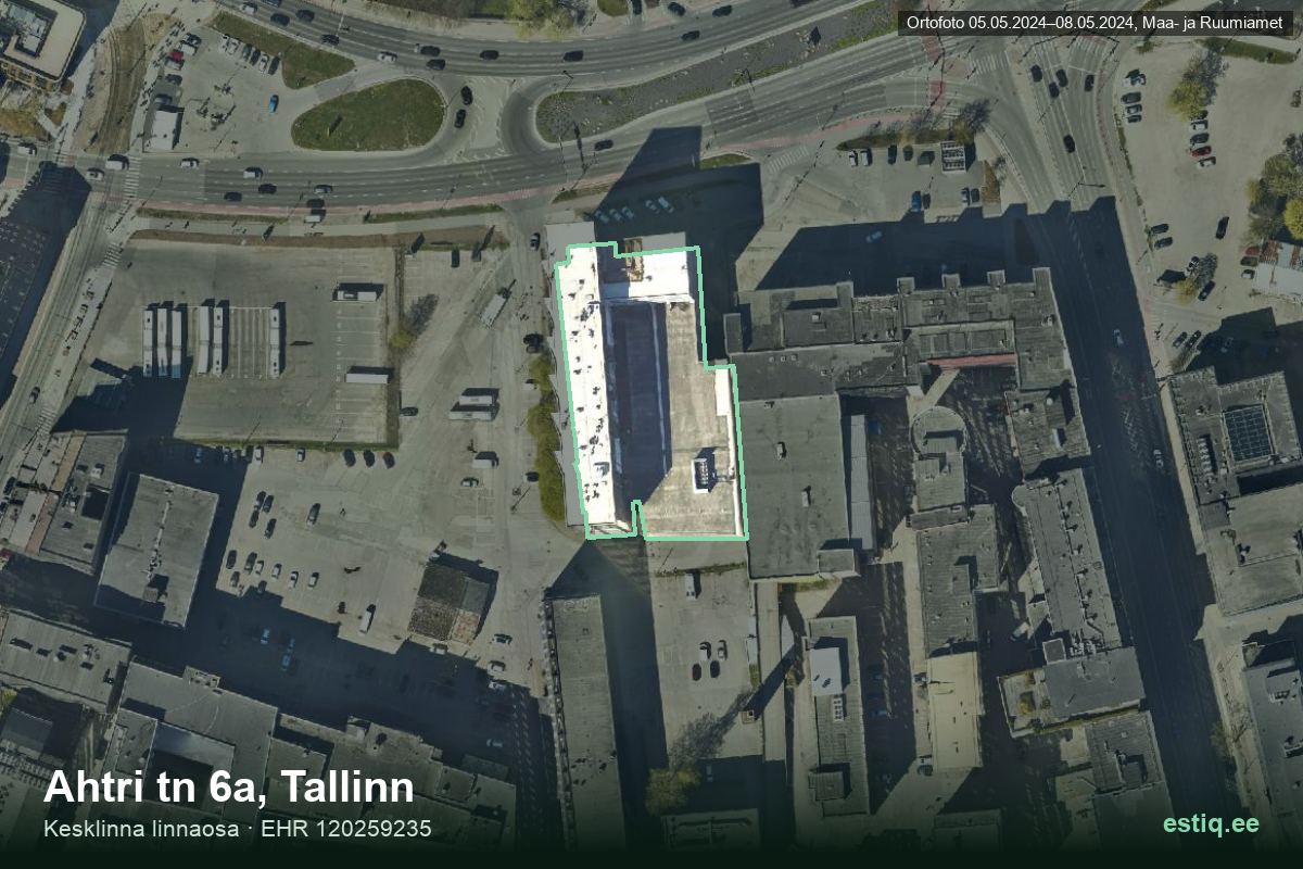 Ahtri tänav 6a, Tallinn – аэрофото дома, контур по данным регистра строений (EHR)