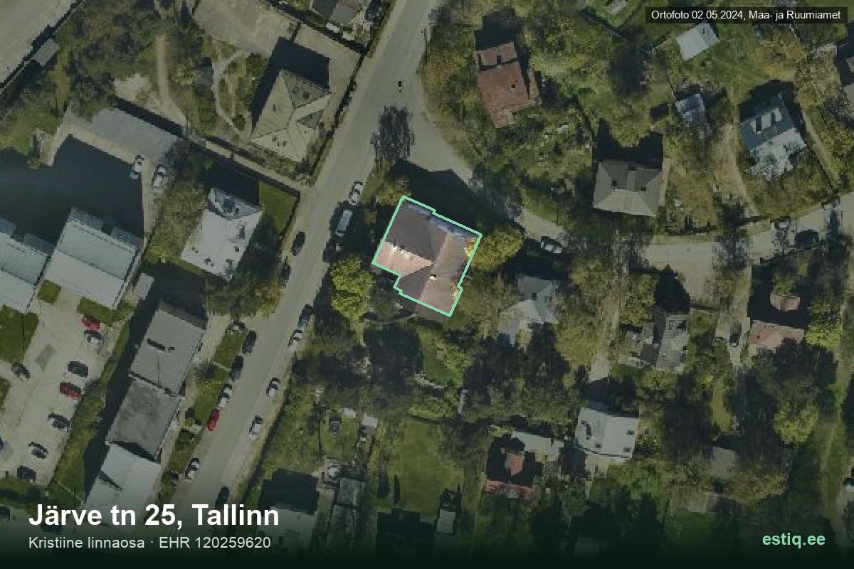Järve tänav 25, Tallinn – hoone aerofoto, kontuur ehitisregistri (EHR) andmetest