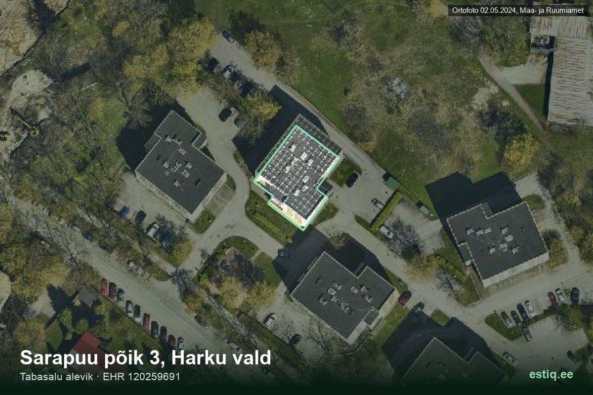 Sarapuu põik 3, Harku – аэрофото дома, контур по данным регистра строений (EHR)