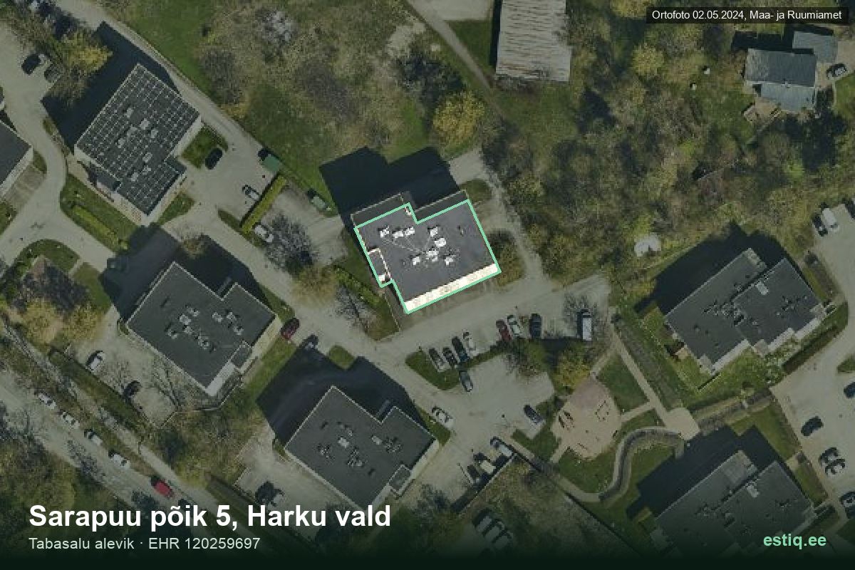 Sarapuu põik 5, Harku – aerial photo of the building, outline from the Building Register (EHR)