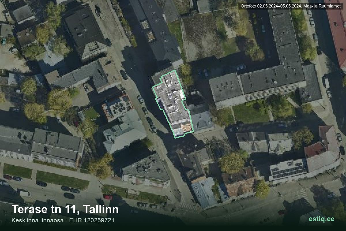 Terase tänav 11, Tallinn – hoone aerofoto, kontuur ehitisregistri (EHR) andmetest