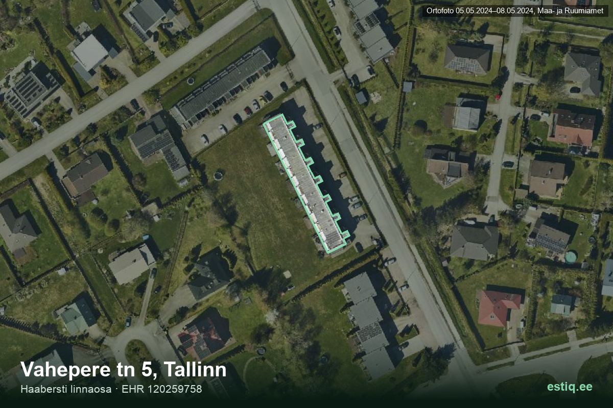 Vahepere tänav 5, Tallinn – ilmakuva rakennuksesta, ääriviiva rakennusrekisteristä (EHR)