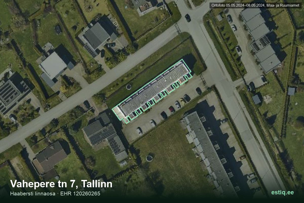 Vahepere tänav 7, Tallinn – ilmakuva rakennuksesta, ääriviiva rakennusrekisteristä (EHR)