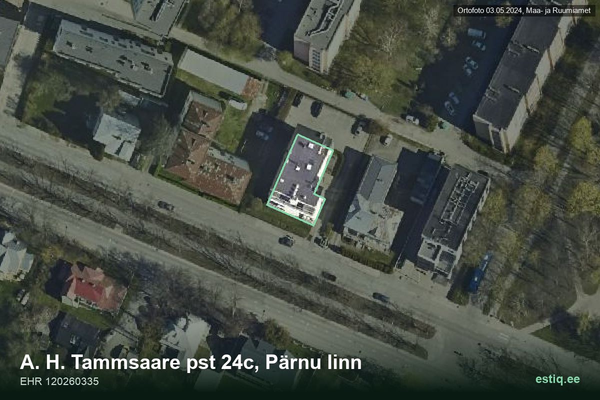 Tammsaare pst 24c, Pärnu – hoone aerofoto, kontuur ehitisregistri (EHR) andmetest
