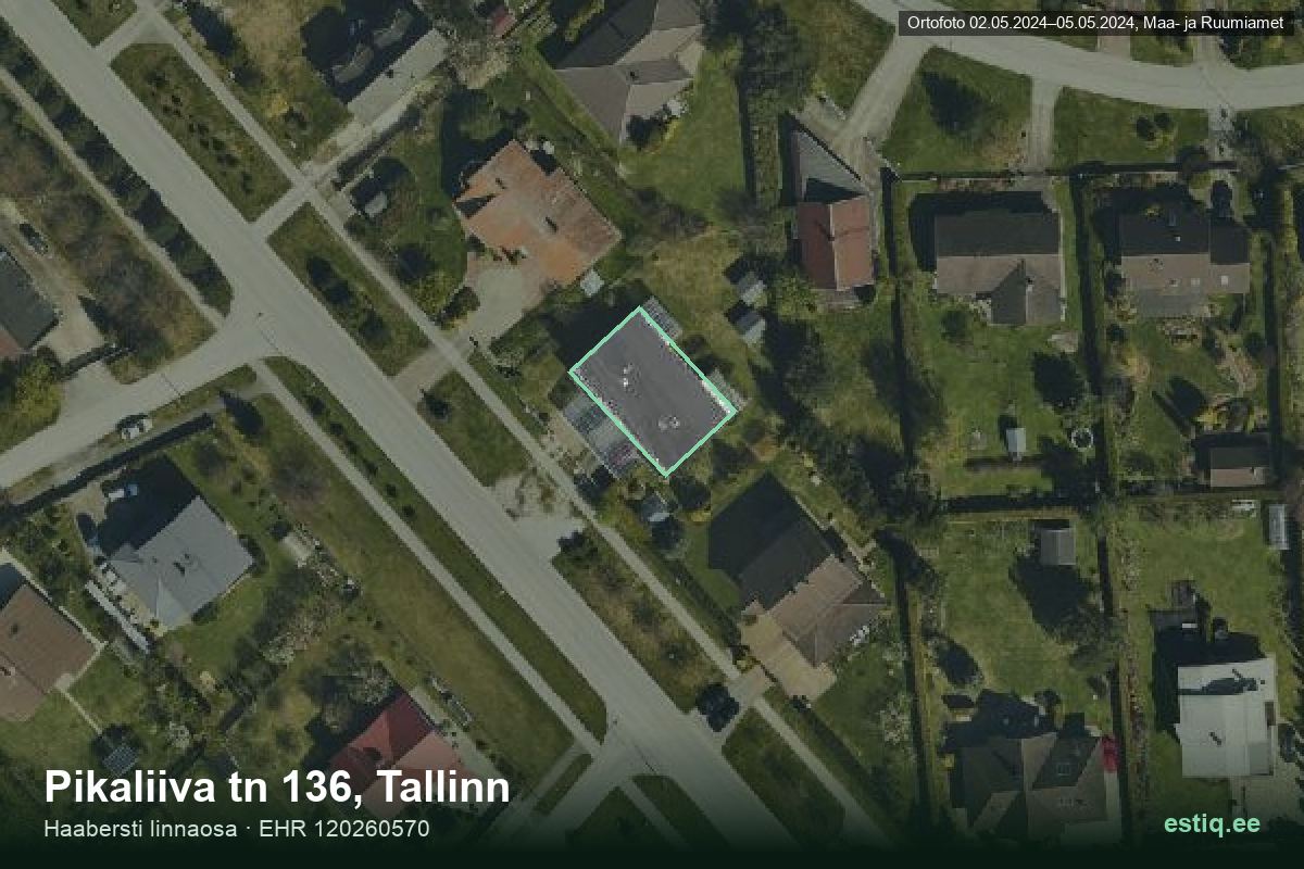 Pikaliiva tänav 136, Tallinn – hoone aerofoto, kontuur ehitisregistri (EHR) andmetest
