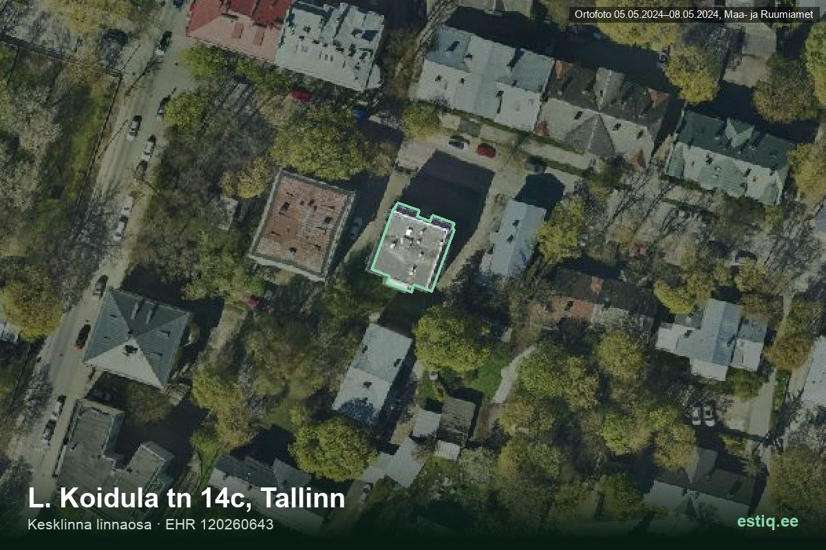 L. Koidula tänav 14c, Tallinn – hoone aerofoto, kontuur ehitisregistri (EHR) andmetest