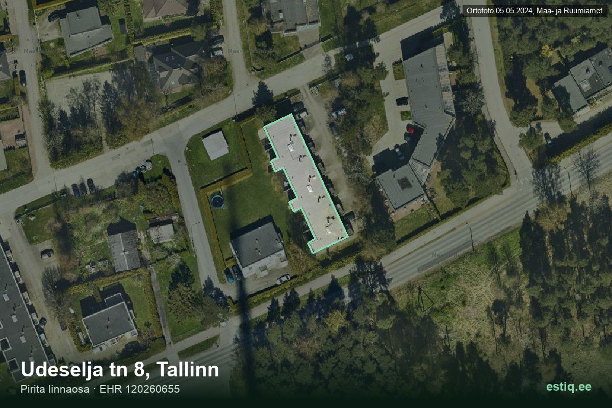 Udeselja tänav 8, Tallinn – hoone aerofoto, kontuur ehitisregistri (EHR) andmetest
