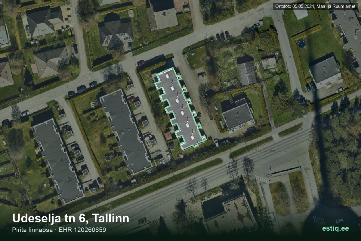 Udeselja tänav 6, Tallinn – hoone aerofoto, kontuur ehitisregistri (EHR) andmetest