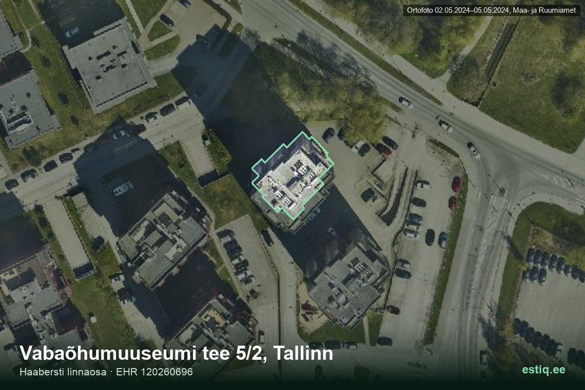 Vabaõhumuuseumi tee 5/2, Tallinn – hoone aerofoto, kontuur ehitisregistri (EHR) andmetest