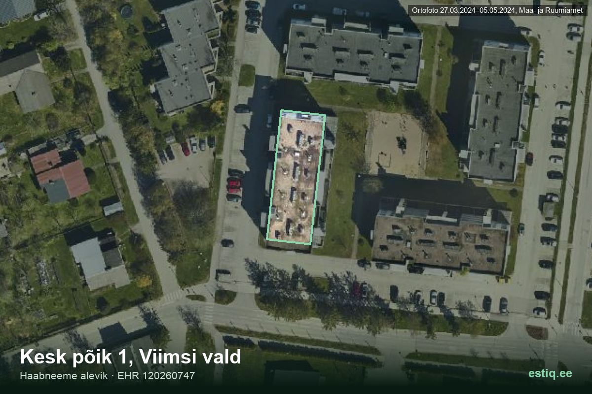 Kesk põik 1, Viimsi – аэрофото дома, контур по данным регистра строений (EHR)