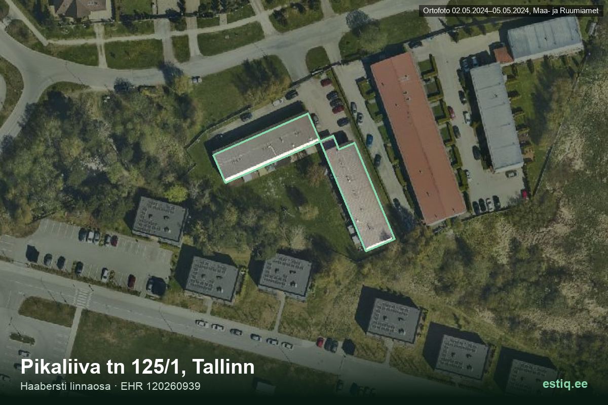Pikaliiva tänav 125/1, Tallinn – аэрофото дома, контур по данным регистра строений (EHR)