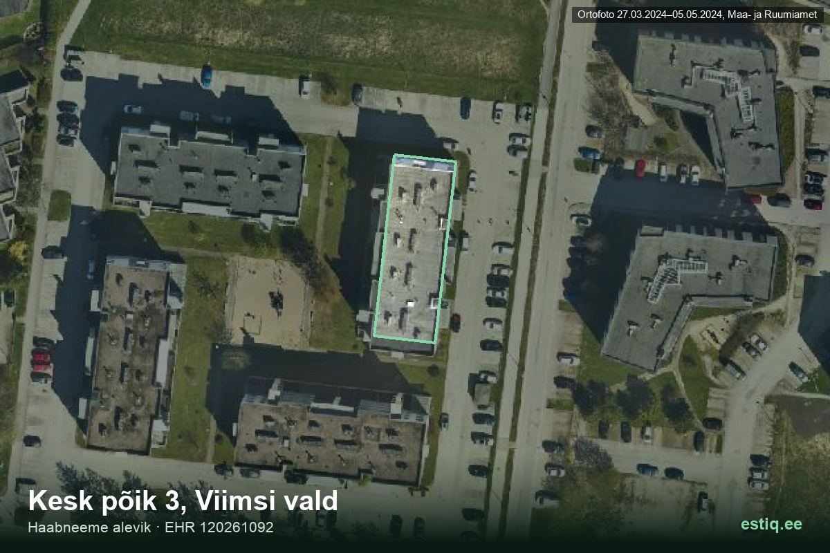 Kesk põik 3, Viimsi – hoone aerofoto, kontuur ehitisregistri (EHR) andmetest