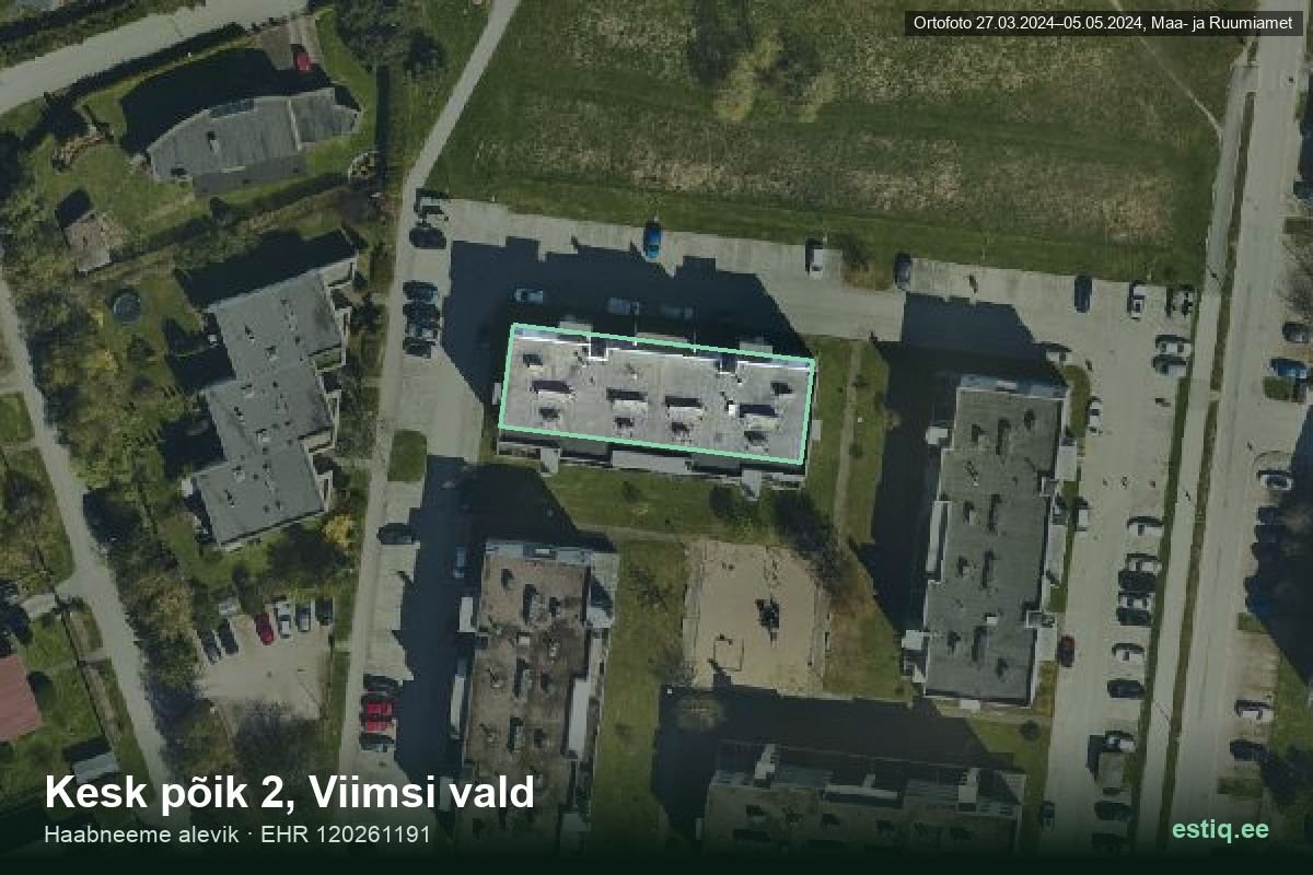 Kesk põik 2, Viimsi – hoone aerofoto, kontuur ehitisregistri (EHR) andmetest