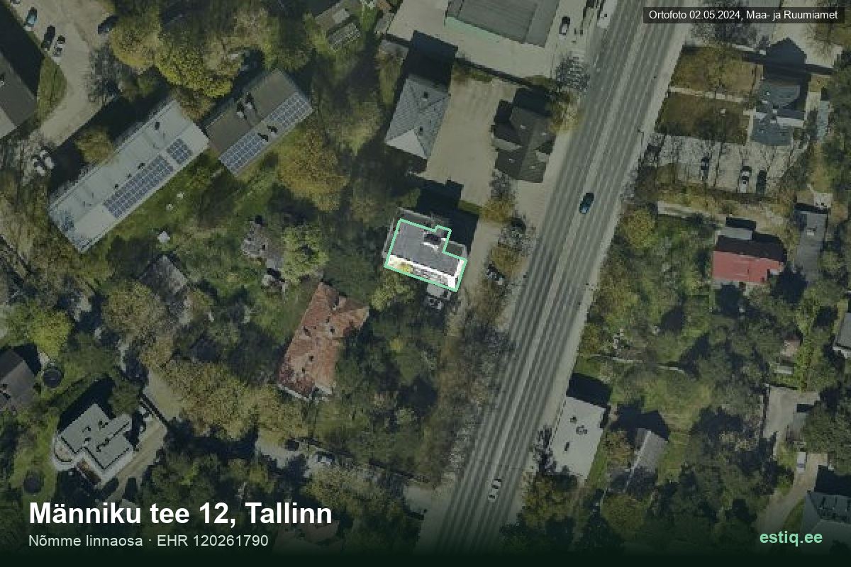 Männiku tee 12, Tallinn – hoone aerofoto, kontuur ehitisregistri (EHR) andmetest