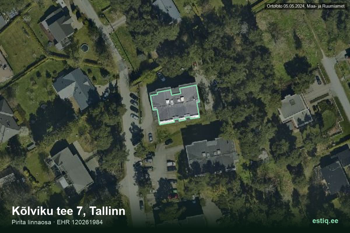 Kõlviku tee 7, Tallinn – hoone aerofoto, kontuur ehitisregistri (EHR) andmetest