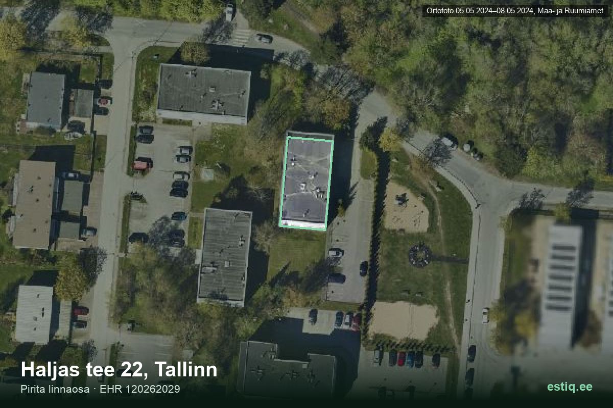 Haljas tee 22, Tallinn – aerial photo of the building, outline from the Building Register (EHR)