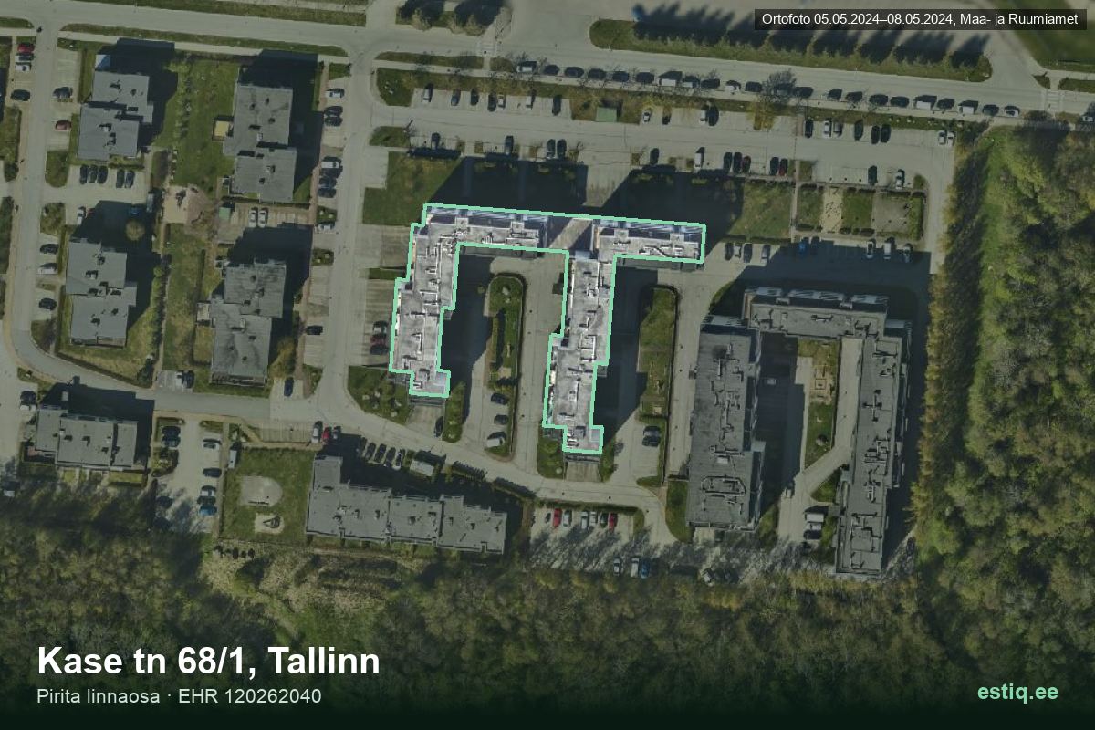 Kase tänav 68/1, Tallinn – hoone aerofoto, kontuur ehitisregistri (EHR) andmetest