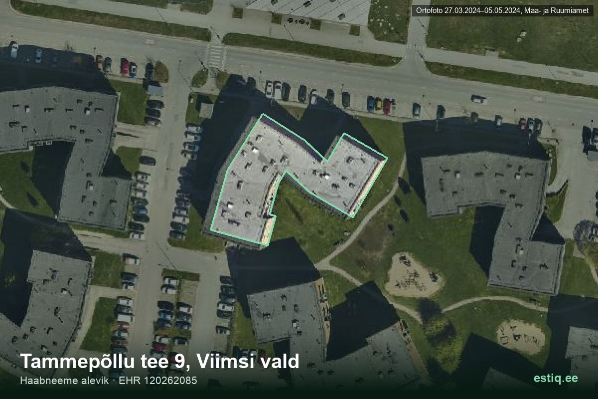 Tammepõllu tee 9, Viimsi – ilmakuva rakennuksesta, ääriviiva rakennusrekisteristä (EHR)